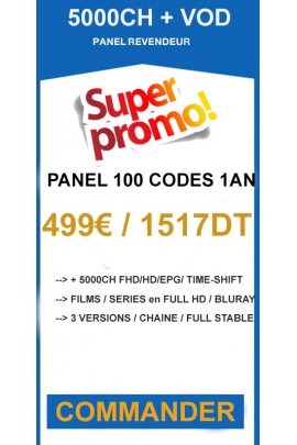 Revendeur IPTV 100 codes - 5000CH + VOD
