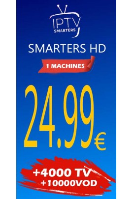 [1 Machine] ABONNEMENT IPTV SMARTERS HD 12 mois