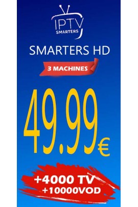 [3 Machine] ABONNEMENT IPTV SMARTERS HD 12 mois