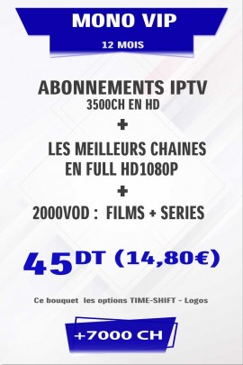 Abonnement IPTV Mono VIP +5000 chaines TV, FILMS et SÉRIES – Airysat